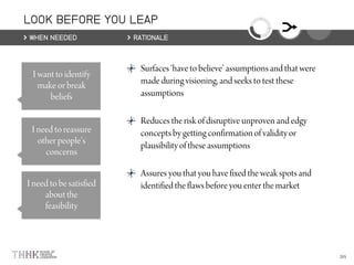 LOOK BEFORE YOU LEAP
WHEN NEEDED RATIONALE
 