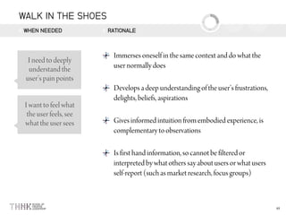 WALK IN THE SHOES
WHEN NEEDED RATIONALE
 