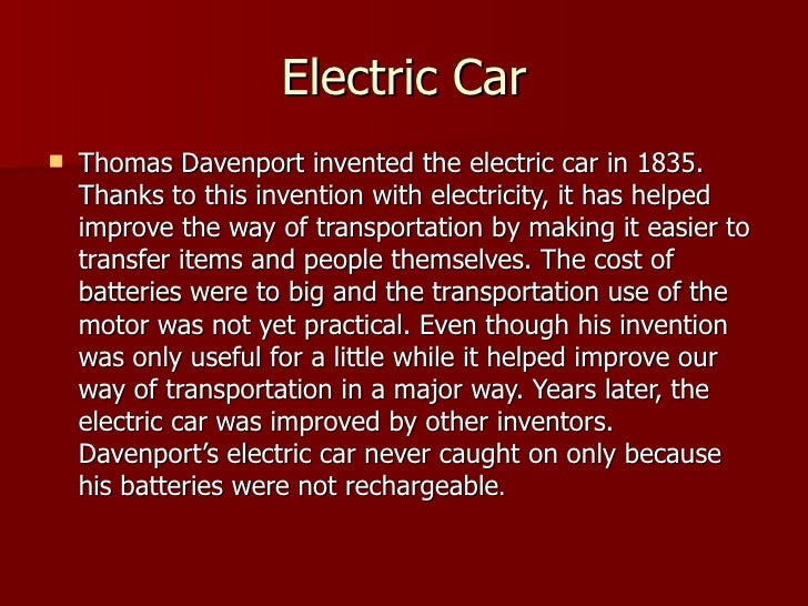 Who Invented The Automobile >> Thomas Davenport’S Electric Car Who Invented The Automobile >> Thomas Davenport’S Electric Car