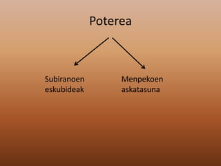 Poterea
Subiranoen
eskubideak
Menpekoen
askatasuna
 