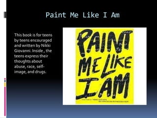 (source: Nikki Giovanni.com)Black Feeling, Black Talk/Black JudgmentNikki Giovanni  got the world’s attention with her self-published book in 1968.  This book is an example of her passion for activism and equality based on her view of events and her life experiences. 