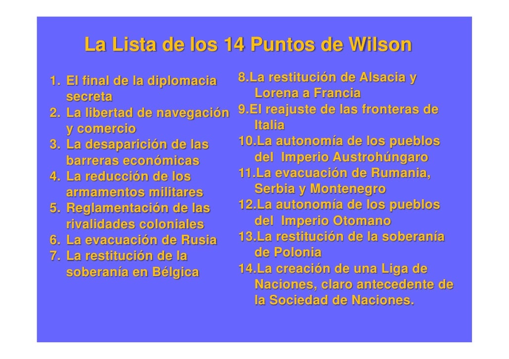 Los 14 Puntos De Woodrow Wilson