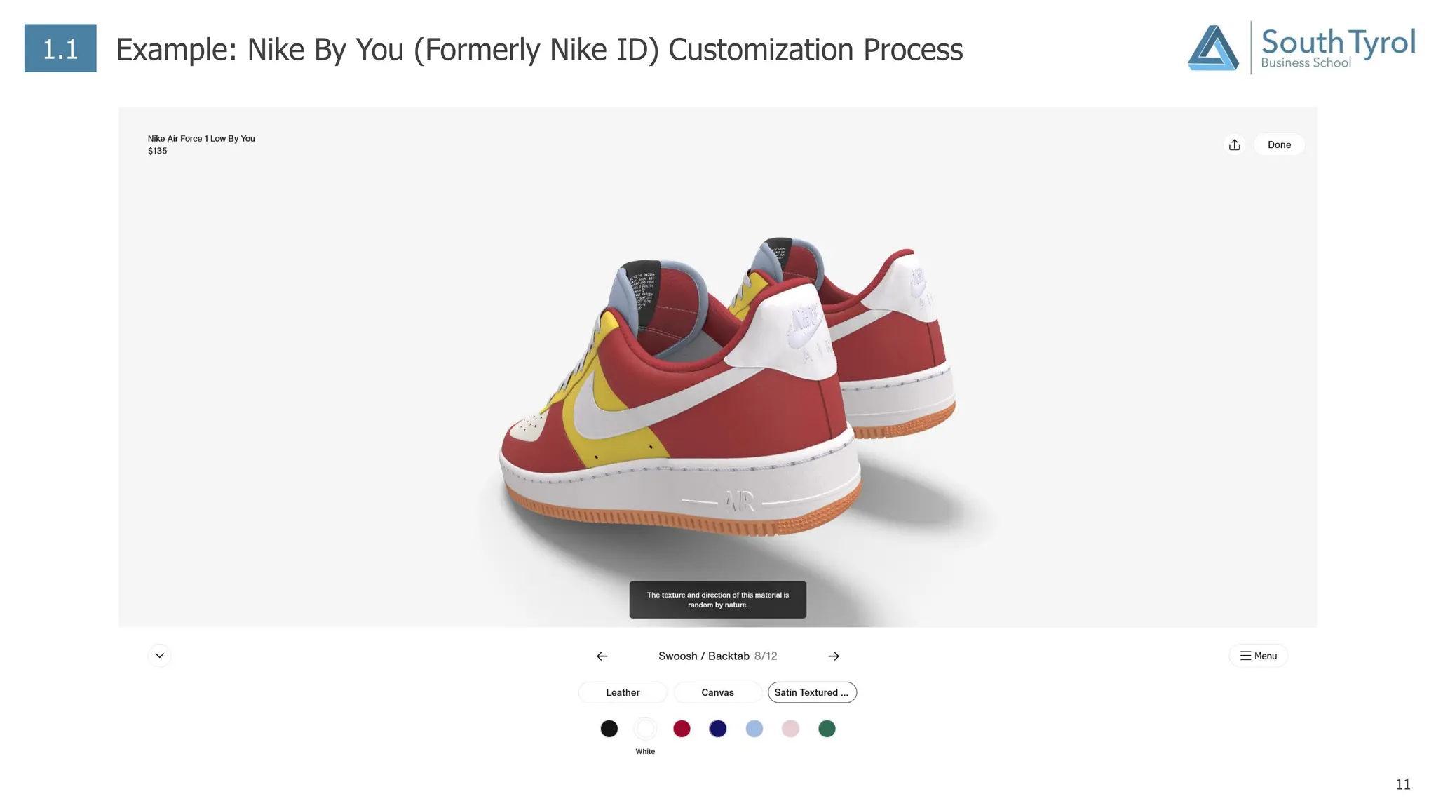 11
1.1 Example: Nike By You (Formerly Nike ID) Customization Process
 