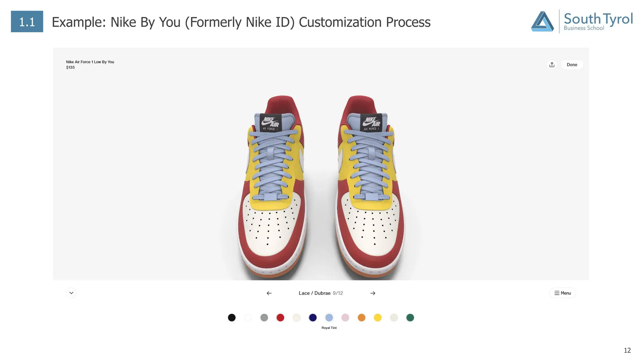 12
1.1 Example: Nike By You (Formerly Nike ID) Customization Process
 