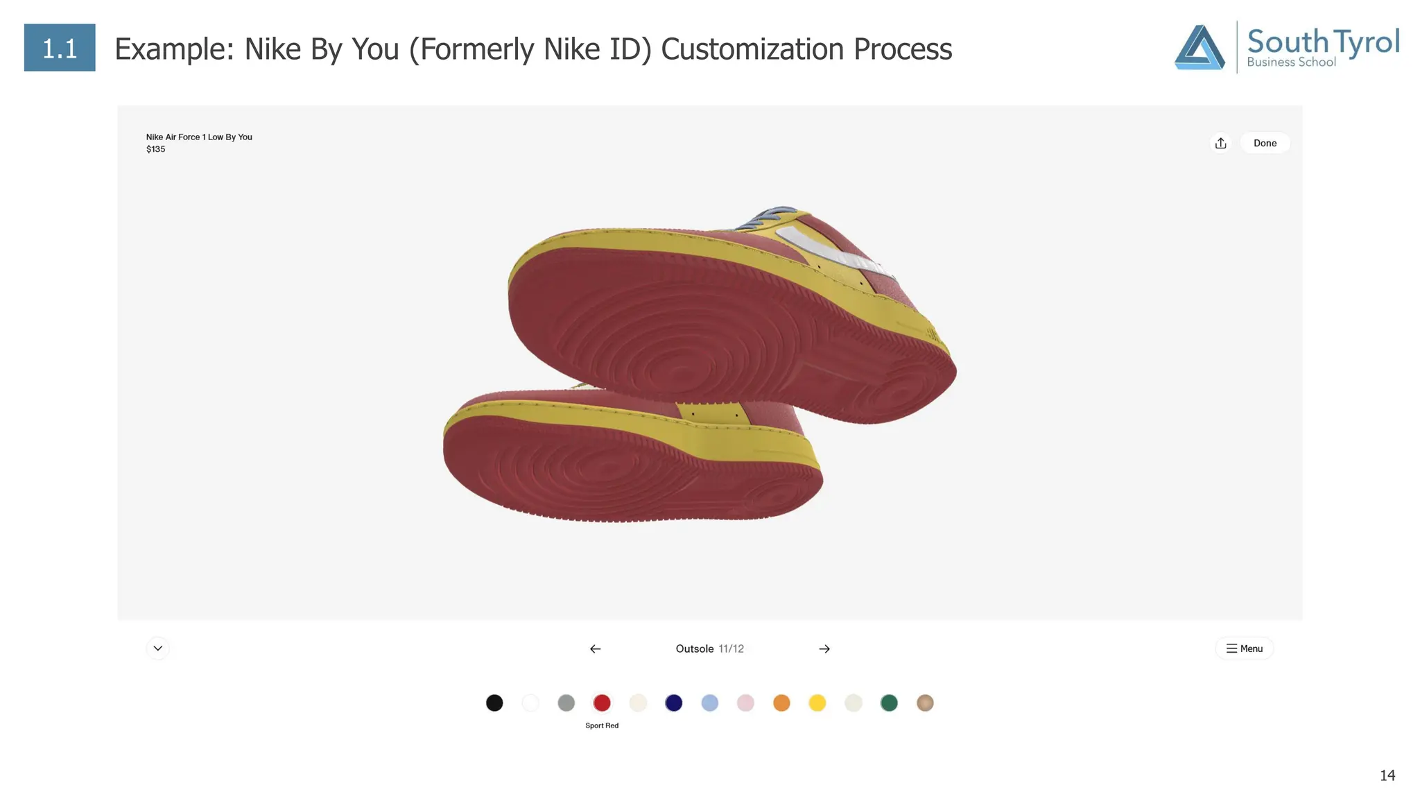 14
1.1 Example: Nike By You (Formerly Nike ID) Customization Process
 