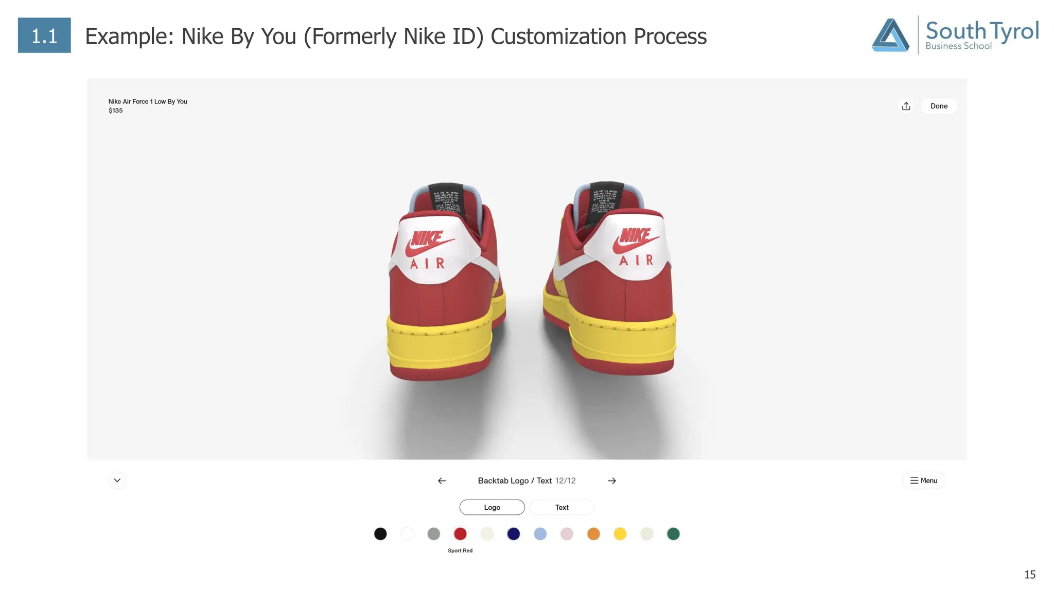 15
1.1 Example: Nike By You (Formerly Nike ID) Customization Process
 