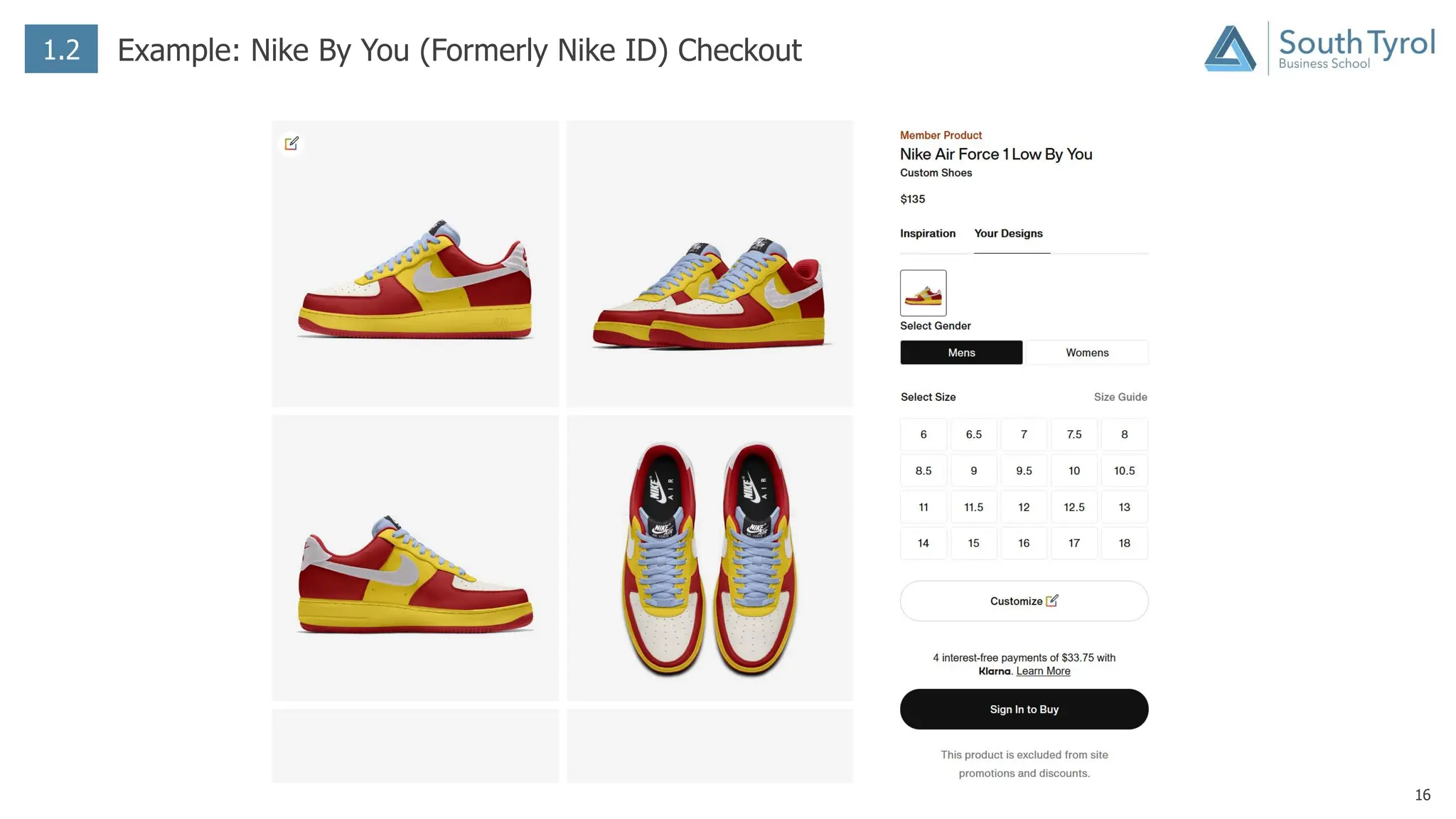 16
1.2 Example: Nike By You (Formerly Nike ID) Checkout
 