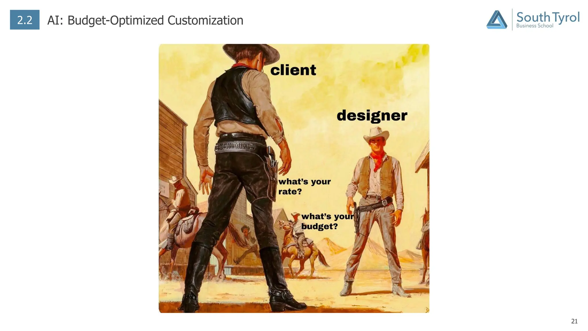 21
2.2 AI: Budget-Optimized Customization
 