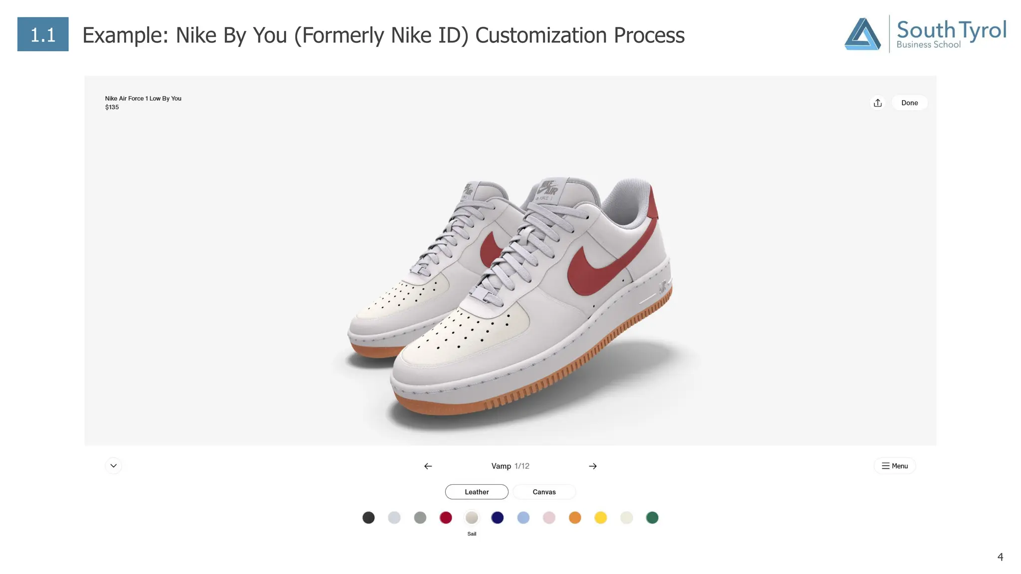 4
1.1 Example: Nike By You (Formerly Nike ID) Customization Process
 