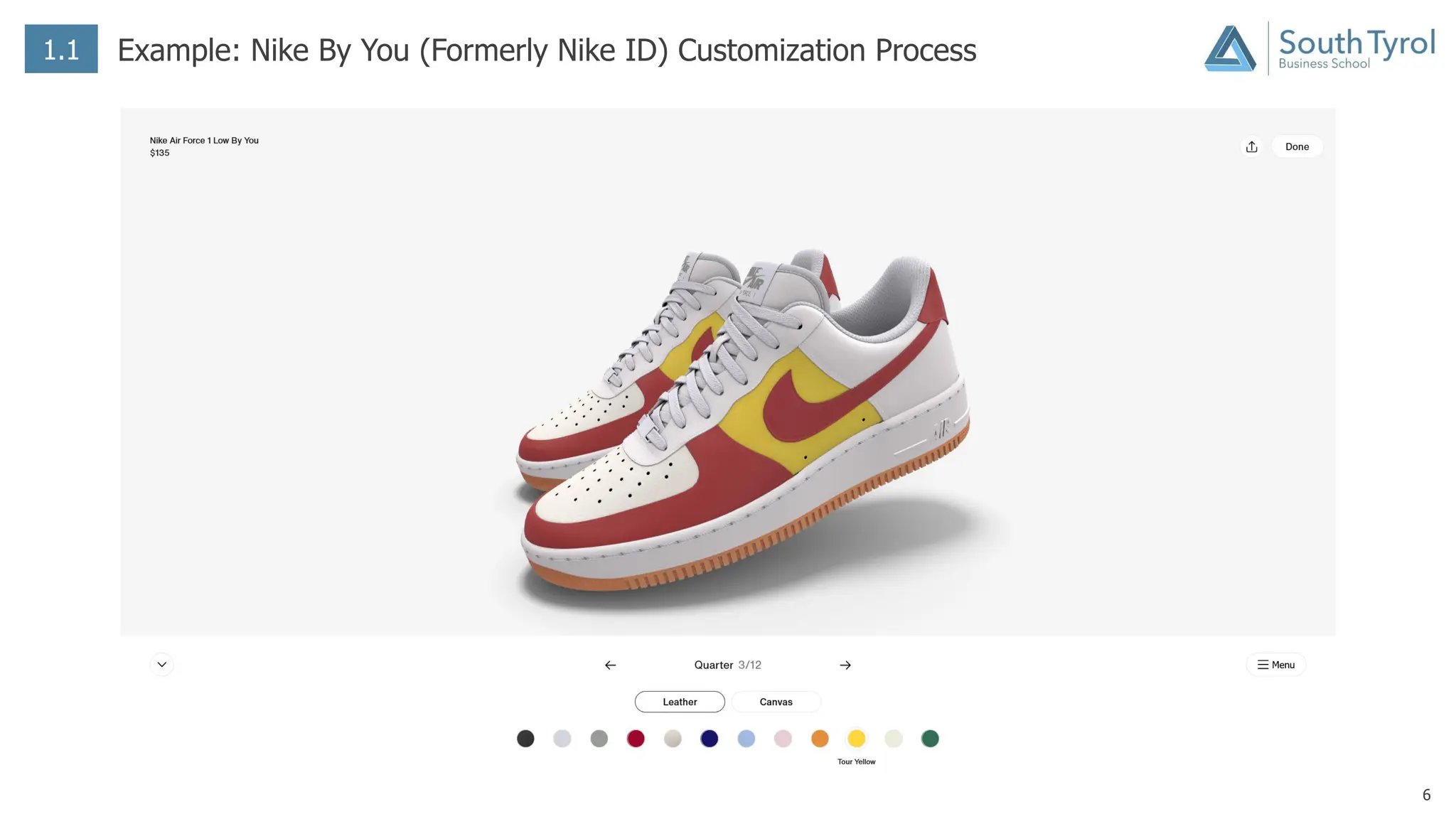 6
1.1 Example: Nike By You (Formerly Nike ID) Customization Process
 