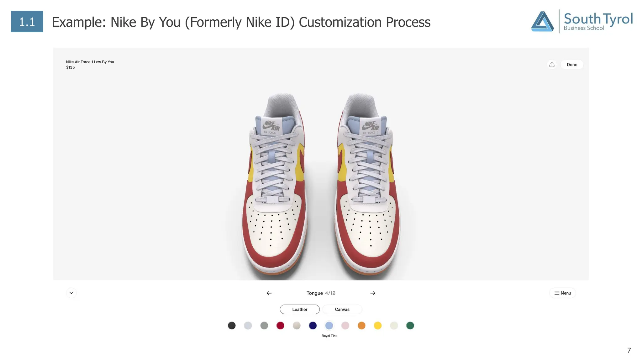 7
1.1 Example: Nike By You (Formerly Nike ID) Customization Process
 