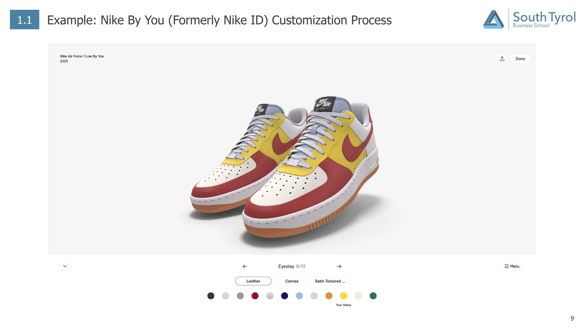 9
1.1 Example: Nike By You (Formerly Nike ID) Customization Process
 