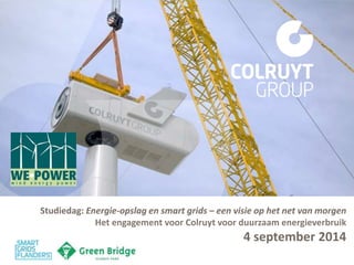 Studiedag: Energie-opslag en smart grids – een visie op het net van morgen 
Het engagement voor Colruyt voor duurzaam energieverbruik 
4 september 2014 
 