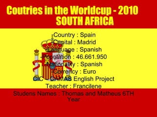 [object Object],[object Object],[object Object],[object Object],[object Object],[object Object],[object Object],[object Object],[object Object],Coutries in the Worldcup - 2010 SOUTH AFRICA 