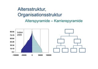 Altersstruktur,
Organisationsstruktur
Alterspyramide – Karrierepyramide
-100000 -50000 0 50000 100000
0-4
15-19
30-34
45-49
60-64
75-79
90-94 Indien
2005
 