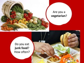 Are you a vegetarian?Do youeatjunkfood? Howoften?