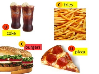 friesCUcokeCburgersUpizza