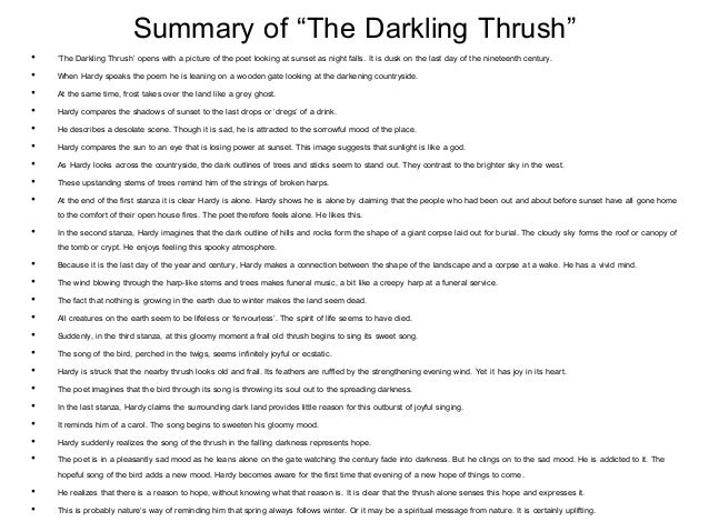 Thomas hardy the darkling thrush essay writing