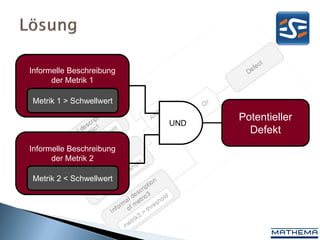 Informelle Beschreibung
      der Metrik 1

Metrik 1 > Schwellwert

                                Potentieller
                          UND
                                  Defekt
Informelle Beschreibung
      der Metrik 2

Metrik 2 < Schwellwert
 