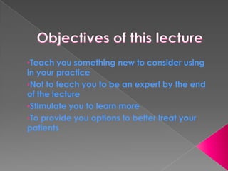 Not to teach you to be an expert by the end of the lecture