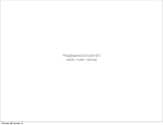 Progressive Enrichment
mobile > tablet > desktop
Thursday 28 February 13
 