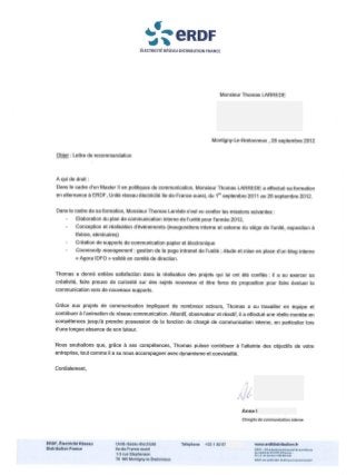 Lettre de recommandation - Thomas Larrède (ERDF - 2012)