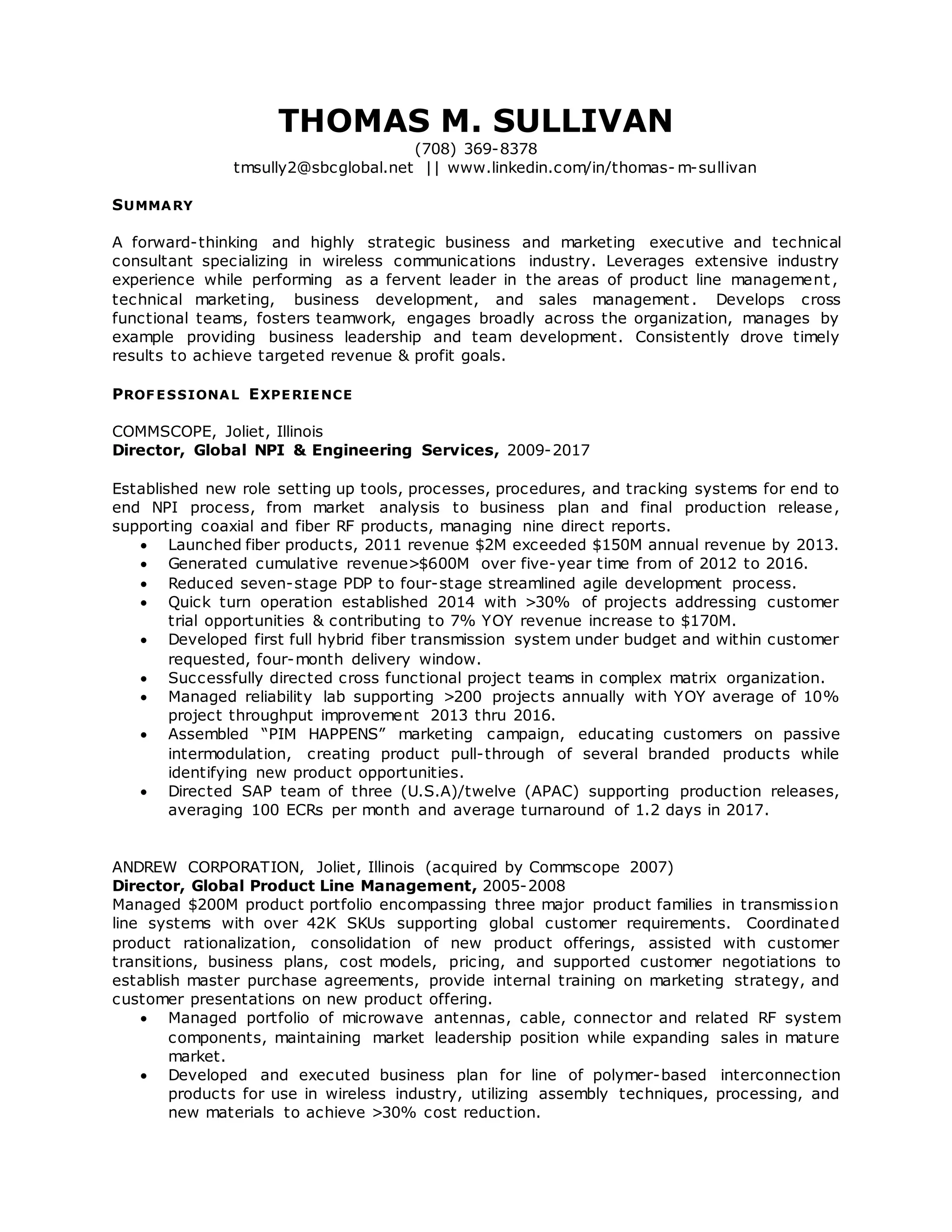 Thomas m sullivan resume linkedin | DOCX