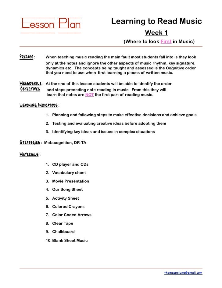 Music Lesson Plan Template