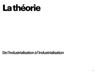 3
Lathéorie
Del’industrialisationàl’industrialisation
 