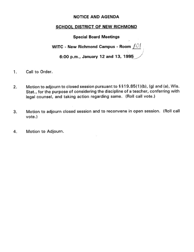 Thomas Woznicki Dismissals (THREE Different School Districts in Wisconsin)