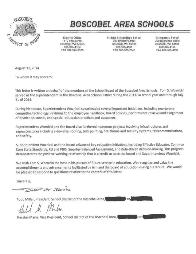 Thomas Woznicki Dismissals (THREE Different School Districts in Wisconsin)