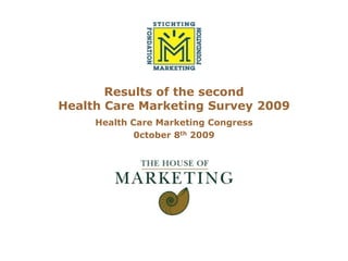Results of the second Health Care Marketing Survey 2009 Health Care Marketing Congress 0ctober 8th 2009 