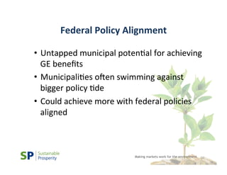 Greening the Economy Federal-Municipal Policy Alignment | PDF