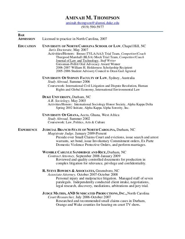 Resume lawyer bar admissions