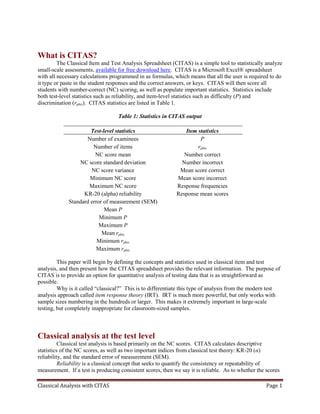Thompson (2009) -_classical_item_analysis_with_citas | PDF