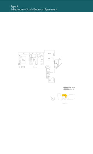 Type B1
2-Bedroom Apartment




                      872 sq ft (81 sq m)
                      #04-02 to #34-02
 