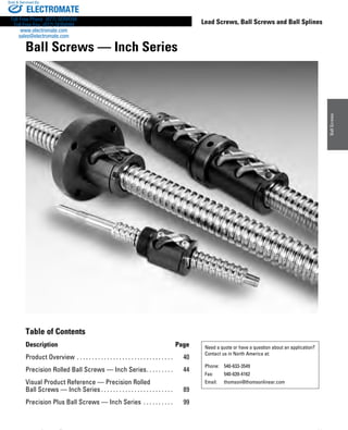 Thomson Linear Lead Screws, Ball Screws and Ball Splines | PDF