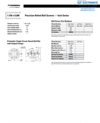 RH Thomson MTS8-5008 Lead Screw Lead Nut Only Non Preloaded MTS Series RH Thomson MTS8-5008 Lead Screw Lead Nut Only Non Preloaded MTS Series