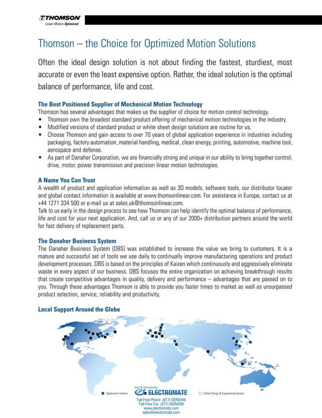 Thomson Linear Actuators Catalog PDF