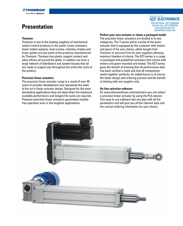 Thomson Precision Linear Actuators PDF