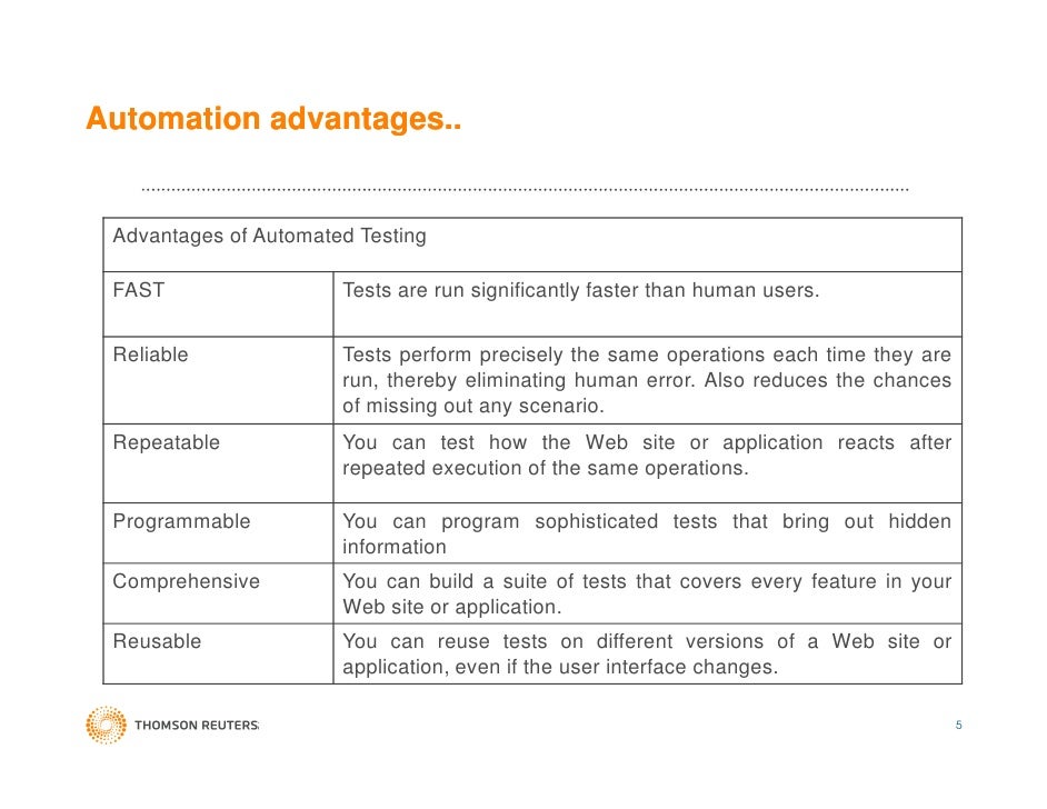 test automation qtp tool Thomson reuters qtp presentation training