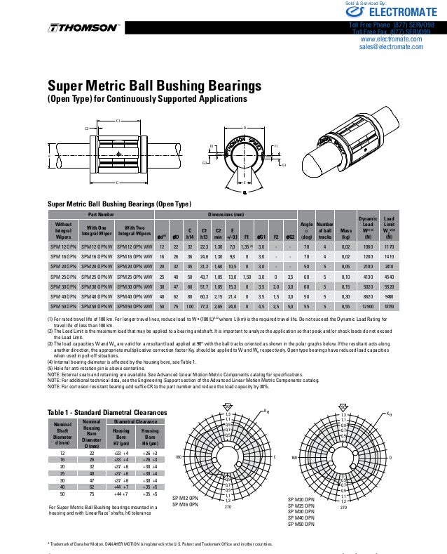 Thomson super metric_ball_bushing_bearings_specsheet