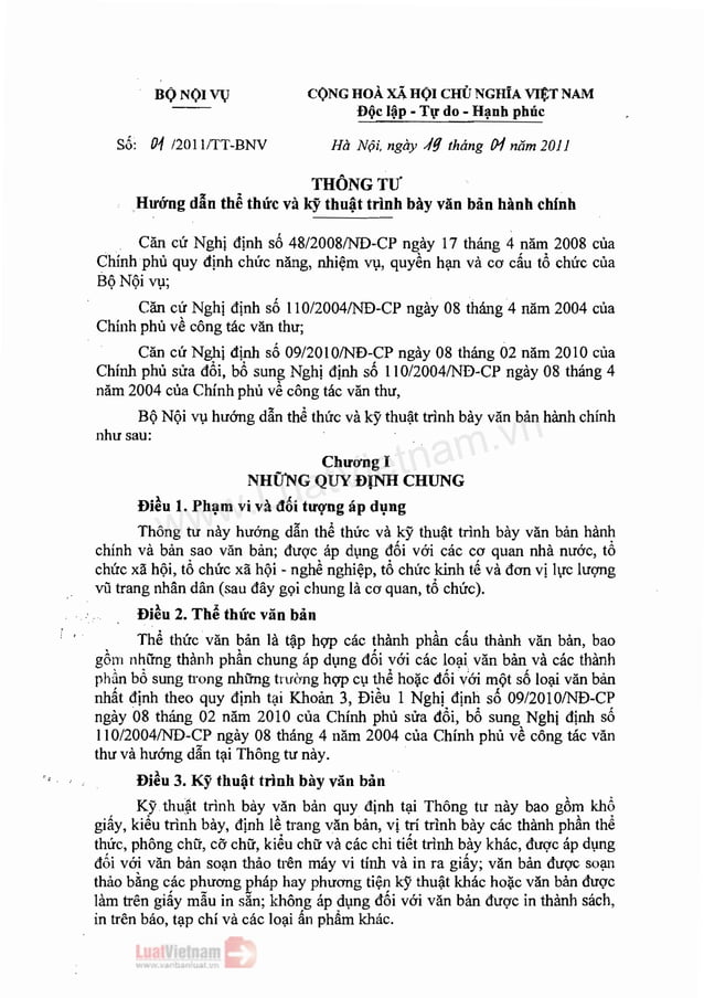 Thong tu-huong-dan-the-thuc-va-ky-thuat-trinh-bay-van-ban-hanh-chinh | PDF