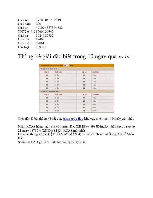 Thong ke ket qua xo so can tho xo so tay ninh xs tn 10 ngay gan nhat