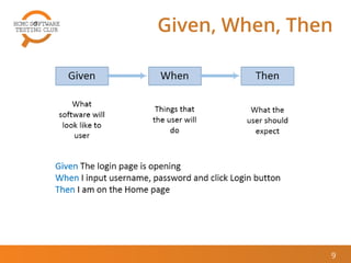 Given, When, Then
9
 