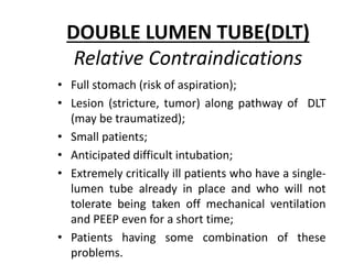 Thoracic anaesthesia One lung ventilation | PPTX