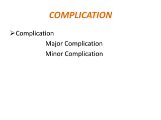 COMPLICATION
Complication
Major Complication
Minor Complication
 
