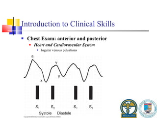 Introduction to Clinical Skills Chest Exam: anterior and posterior Heart and Cardiovascular System Jugular venous pulsations 