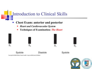 Introduction to Clinical Skills Chest Exam: anterior and posterior Heart and Cardiovascular System Techniques of Examination :  The Heart 