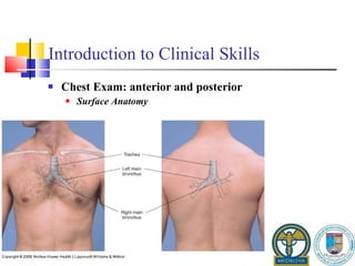 Introduction to Clinical Skills Chest Exam: anterior and posterior Surface Anatomy 